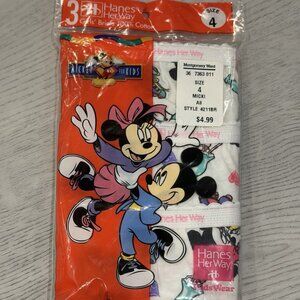 Vintage 1997 Hanes Disney Mickey For Kids Girls Briefs 3-Pack Size 4 NIP